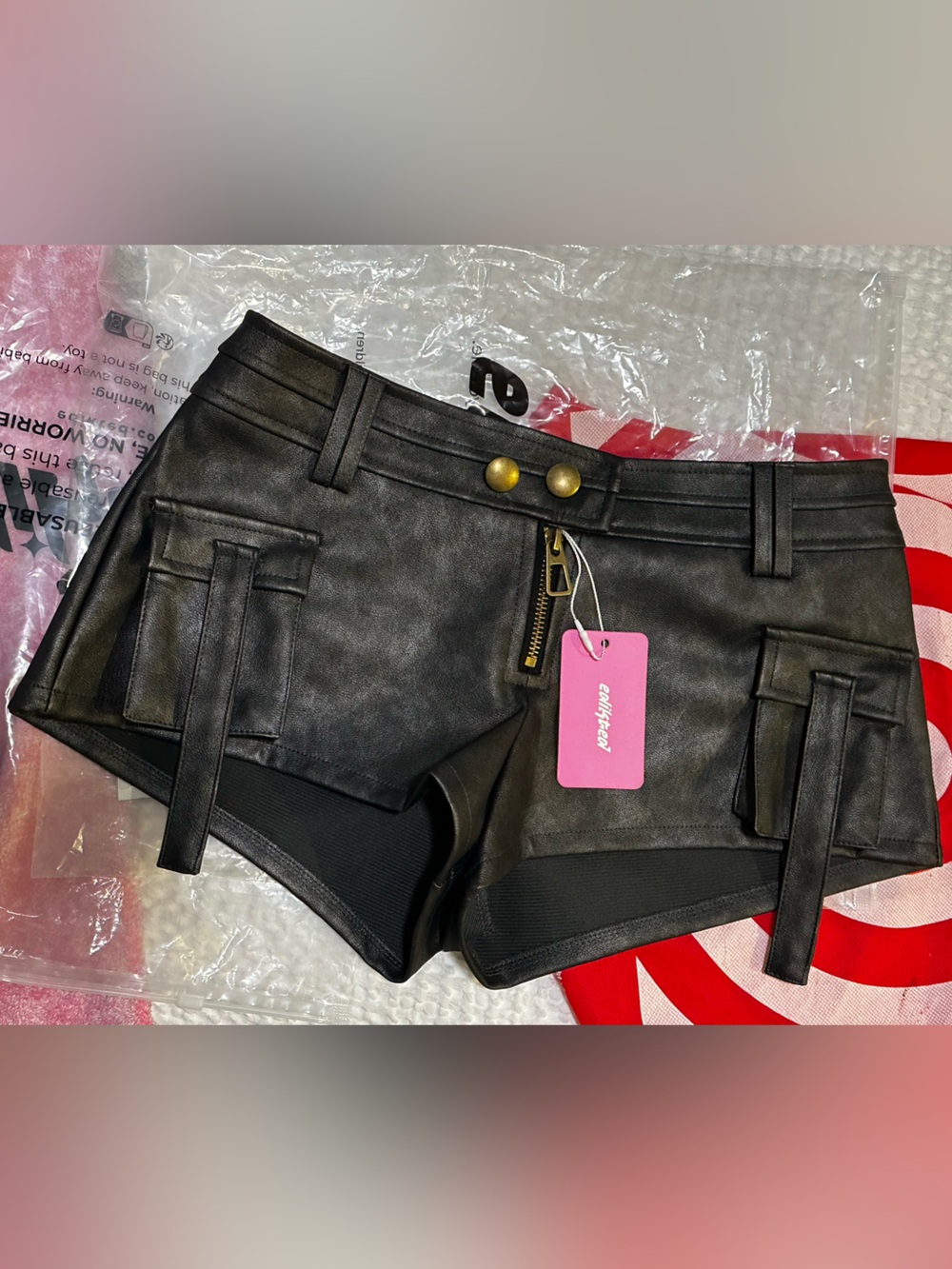 Edikted - Washed Faux Leather Micro Cargo